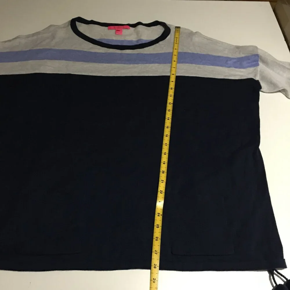 Lilly Pulitzer Elba Coolmax oversized Sweater Pancho in True Navy Size XL - Picture 10 of 12